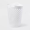 2.2bu Flexible Laundry Hamper White - Brightroom™: Tall Plastic Clothes Hamper with Built-In Handles, Diamond Pattern