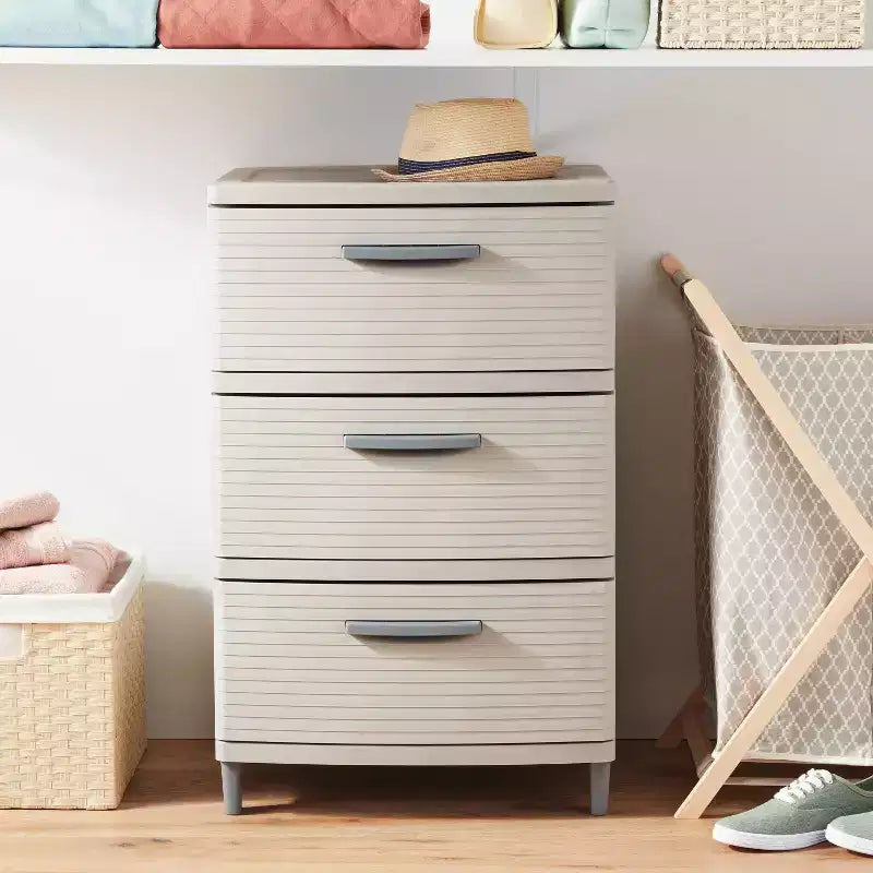 3 Drawer Storage Cabinet Gray - Brightroom™: Plastic Utility Storage Drawers, Universal Organization, No Assembly Required