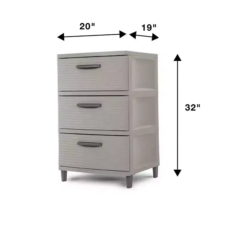 3 Drawer Storage Cabinet Gray - Brightroom™: Plastic Utility Storage Drawers, Universal Organization, No Assembly Required