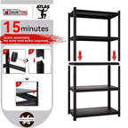 Shuntong Étagère métallique 5 niveaux 34"x14"x72" avec poteau dissimulé, planches stratifiées, finition noire texturée