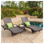 Lot de 3 chaises longues réglables en osier Salem – Marron – Christopher Knight Home