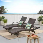 Lot de 3 chaises longues réglables en osier Salem – Marron – Christopher Knight Home