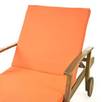Perla 3pc Outdoor Acacia Wood Chaise Lounge Set with Cushions - Teak/Orange - Christopher Knight Home