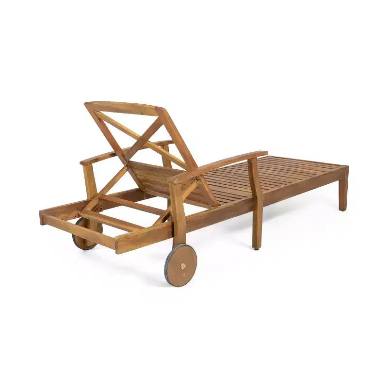 Perla 3pc Outdoor Acacia Wood Chaise Lounge Set with Cushions - Teak/Orange - Christopher Knight Home