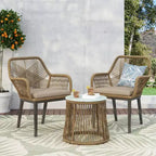 Russel 3pc Outdoor Wicker 2 Seater Chat Set: Flared Design, Glass Tabletop - Christopher Knight Home