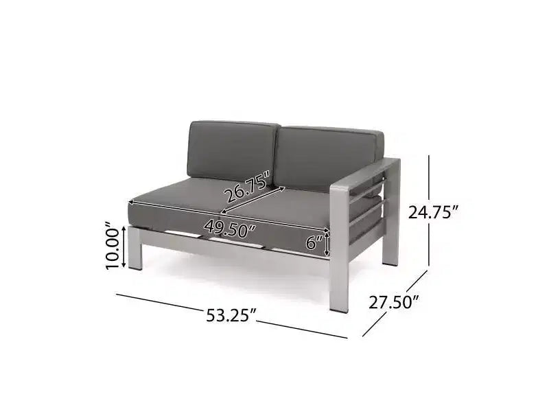 Cape Coral 5pc Aluminum Sofa Set with Cushions - Khaki - Christopher Knight Home: Weather-Resistant Patio Conversation Set