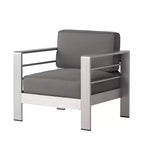 Cape Coral 5pc Aluminum Sofa Set with Cushions - Khaki - Christopher Knight Home: Weather-Resistant Patio Conversation Set