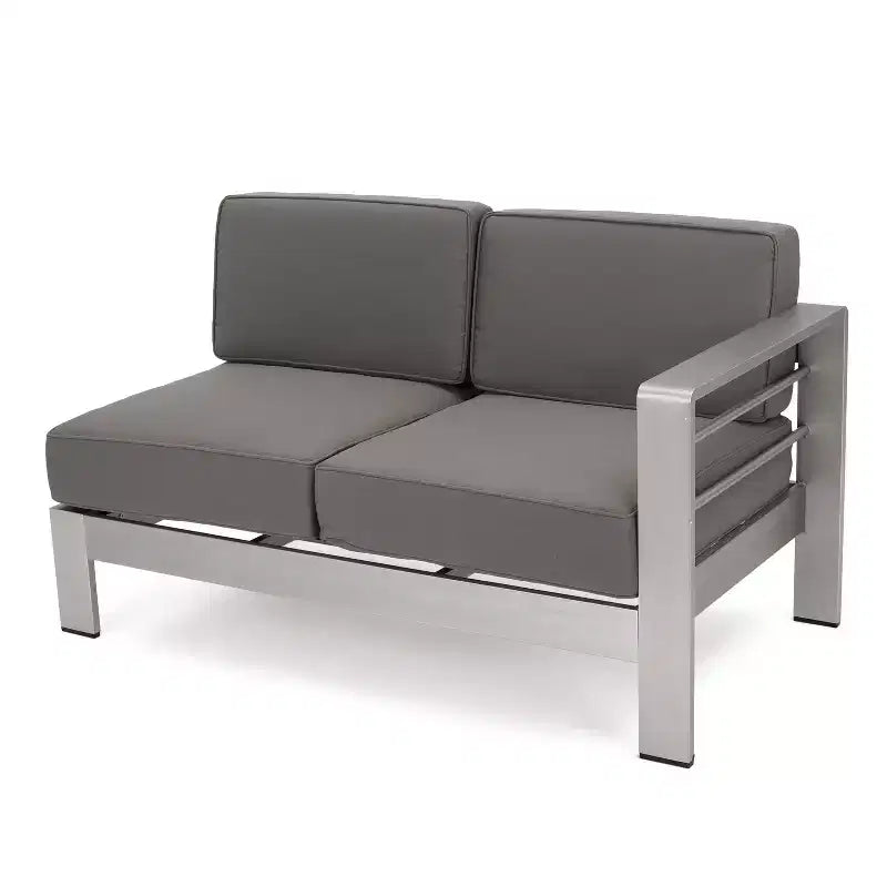 Cape Coral 5pc Aluminum Sofa Set with Cushions - Khaki - Christopher Knight Home: Weather-Resistant Patio Conversation Set