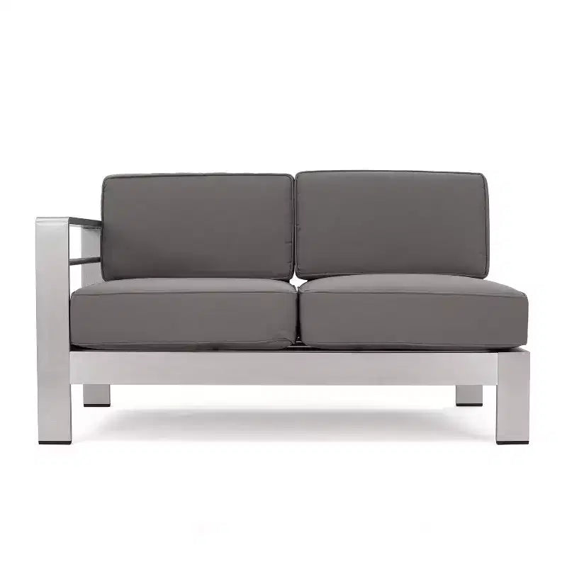 Cape Coral 5pc Aluminum Sofa Set with Cushions - Khaki - Christopher Knight Home: Weather-Resistant Patio Conversation Set