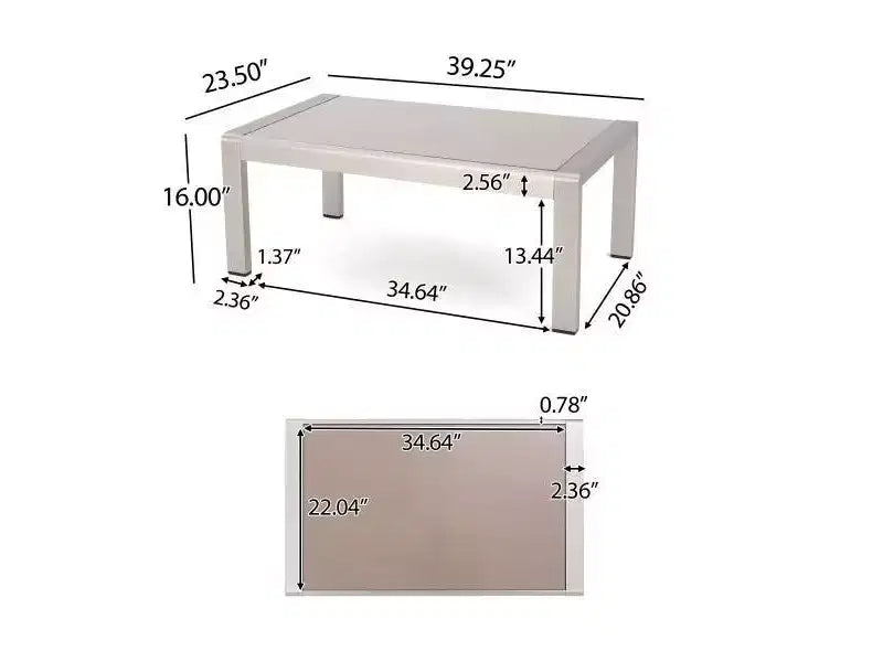 Cape Coral 5pc Aluminum Sofa Set with Cushions - Khaki - Christopher Knight Home: Weather-Resistant Patio Conversation Set