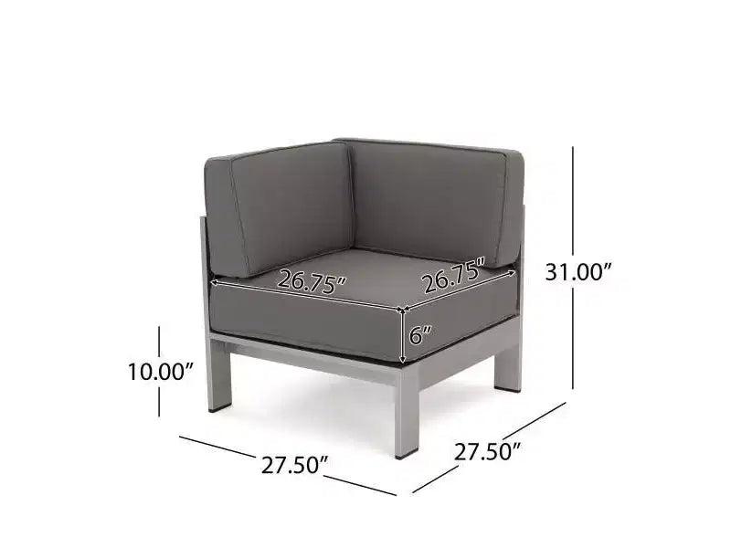 Cape Coral 5pc Aluminum Sofa Set with Cushions - Khaki - Christopher Knight Home: Weather-Resistant Patio Conversation Set