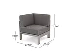 Cape Coral 5pc Aluminum Sofa Set with Cushions - Khaki - Christopher Knight Home: Weather-Resistant Patio Conversation Set