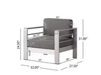 Cape Coral 5pc Aluminum Sofa Set with Cushions - Khaki - Christopher Knight Home: Weather-Resistant Patio Conversation Set
