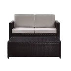 Palm Harbor 2pc Outdoor Wicker Seating Set with Gray Cushions- Loveseat & Glass Top Table - Crosley