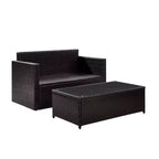 Palm Harbor 2pc Outdoor Wicker Seating Set with Gray Cushions- Loveseat & Glass Top Table - Crosley