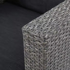 Ensemble de 4 fauteuils de jardin et table basse en osier Puerta - Teck/Noir mélangé/Gris foncé - Christopher Knight Home