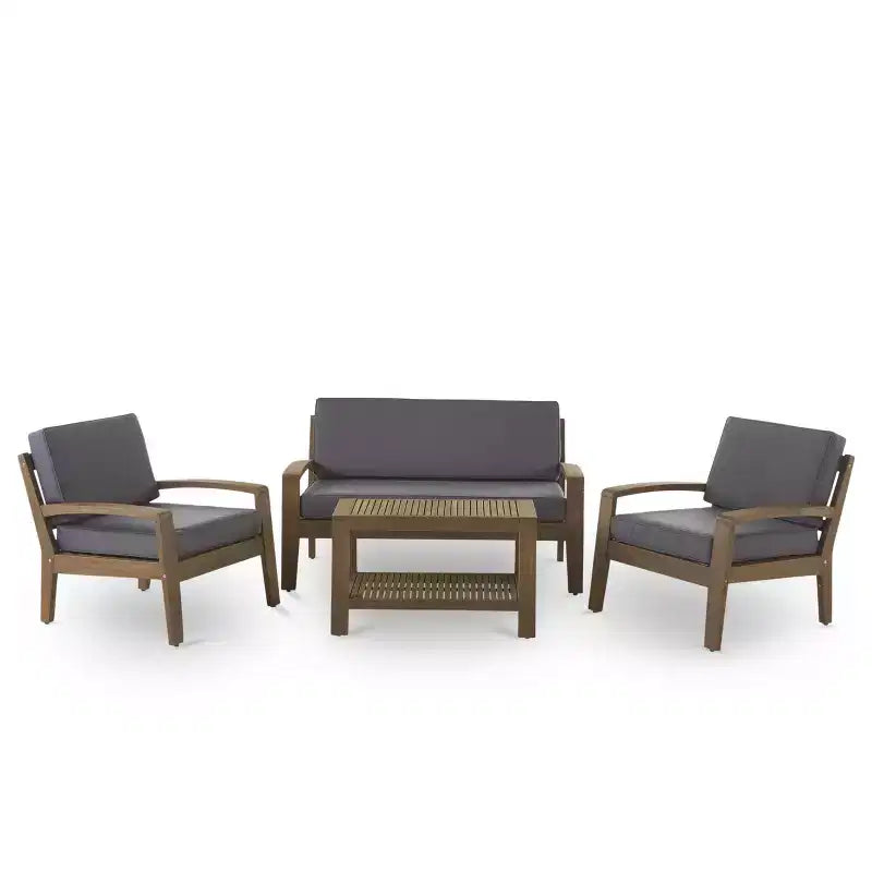 Grenada 4pc Acacia Chat Set - Gray/Dark Gray - Christopher Knight Home