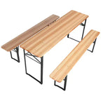 3pc Outdoor Folding Wooden Picnic Table Set - WELLFOR: Iron & Fir Wood, Portable, Rust-Resistant