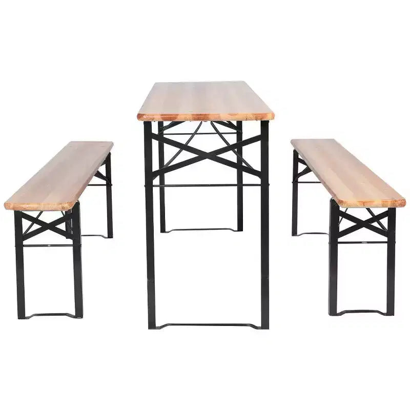 3pc Outdoor Folding Wooden Picnic Table Set - WELLFOR: Iron & Fir Wood, Portable, Rust-Resistant