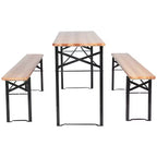 3pc Outdoor Folding Wooden Picnic Table Set - WELLFOR: Iron & Fir Wood, Portable, Rust-Resistant