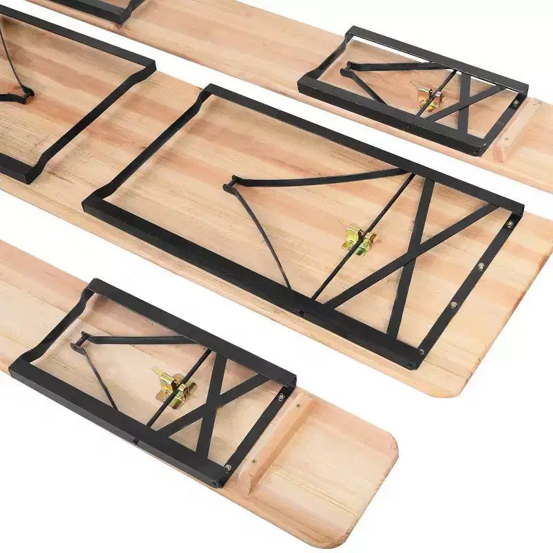 3pc Outdoor Folding Wooden Picnic Table Set - WELLFOR: Iron & Fir Wood, Portable, Rust-Resistant