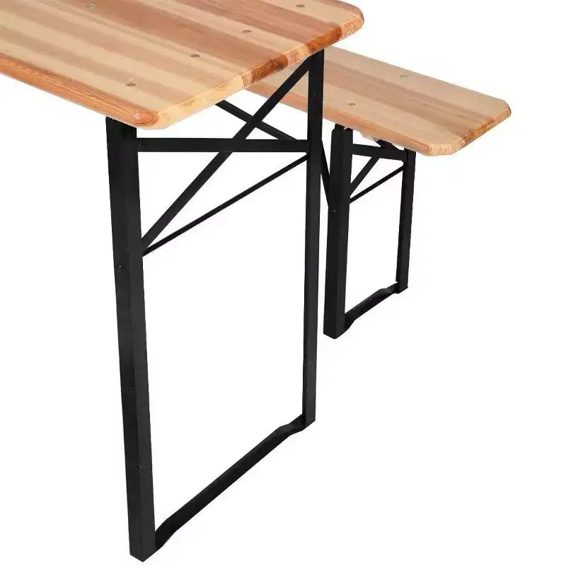 3pc Outdoor Folding Wooden Picnic Table Set - WELLFOR: Iron & Fir Wood, Portable, Rust-Resistant