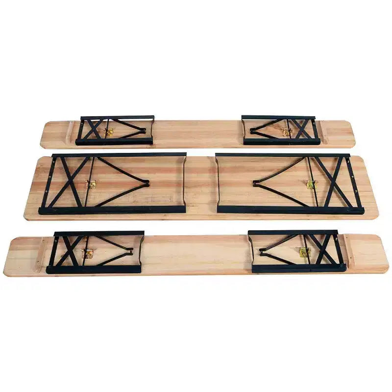 3pc Outdoor Folding Wooden Picnic Table Set - WELLFOR: Iron & Fir Wood, Portable, Rust-Resistant