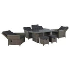 Ensemble de conversation d'extérieur 6 pièces en osier Asti – Gris – Alaterre Furniture : Salon de jardin résistant aux intempéries avec canapé, fauteuils et table