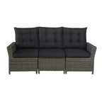 Ensemble de conversation d'extérieur 6 pièces en osier Asti – Gris – Alaterre Furniture : Salon de jardin résistant aux intempéries avec canapé, fauteuils et table