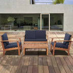 Murano Ensemble de conversation de terrasse 4 pièces en bois d'eucalyptus marine - International Home Miami : sièges d'extérieur, résistant aux intempéries