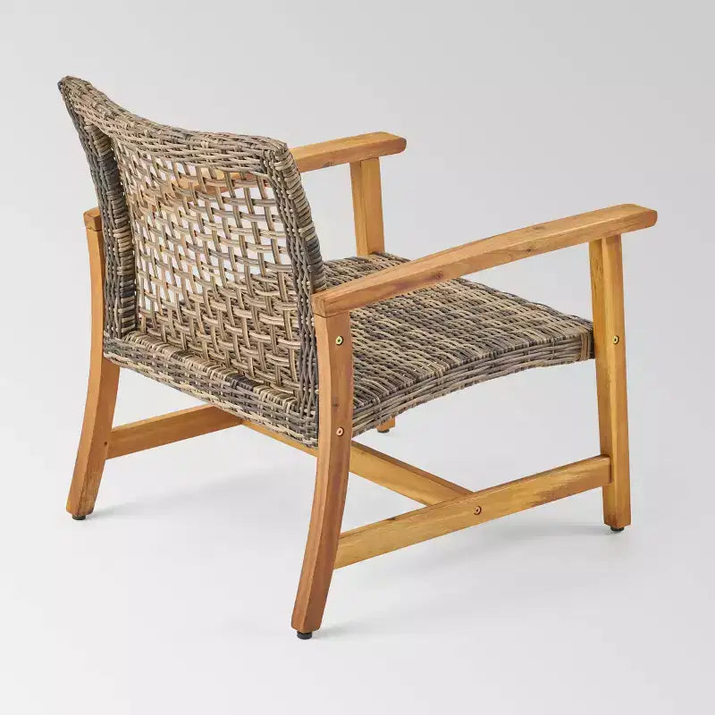 Hampton 6pc Wood & Wicker Chat Set - Natural/Gray - Christopher Knight Home