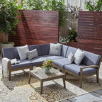 Grenada 6pc Acacia Sectional Sofa Set - Gray/Dark Gray - Christopher Knight Home