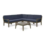 Ensemble de sofa modulaire 6 pièces en acacia Grenada - Gris/Gris foncé - Christopher Knight Home