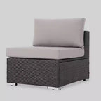 Ensemble de canapé d'angle de terrasse 10 pièces en osier Santa Rosa : Salon de jardin moderne gris, résistant aux intempéries, cadre en aluminium, coussins amovibles