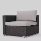 Ensemble de canapé d'angle de terrasse 10 pièces en osier Santa Rosa : Salon de jardin moderne gris, résistant aux intempéries, cadre en aluminium, coussins amovibles