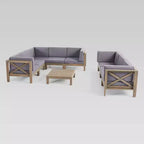 Canapé d'angle et table Brava 9 pièces en acacia - Gris/Gris foncé - Christopher Knight Home