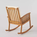 Abbottsford 3pc Acacia Wood Rocking Chairs and Side Table Set - Brown/Cream - Christopher Knight Home: Weather-Resistant Outdoor Seating
