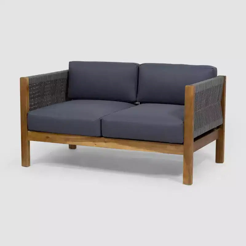 Laurel 2pc Acacia Wood Loveseat Set Teak/Gray - Christopher Knight Home
