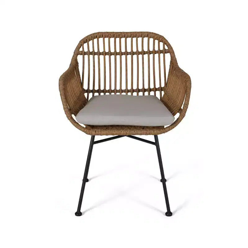Lehrman 3pc Faux Wicker Chat Set: Steel Frame, Weather-Resistant, Christopher Knight Home