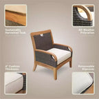 Ensemble de conversation d'extérieur 3 pièces Sonoma Lane Stafford en teck – Résistant aux intempéries avec coussins zippés taupe et table d'appoint