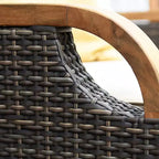 Ensemble de conversation d'extérieur 3 pièces Sonoma Lane Stafford en teck – Résistant aux intempéries avec coussins zippés taupe et table d'appoint