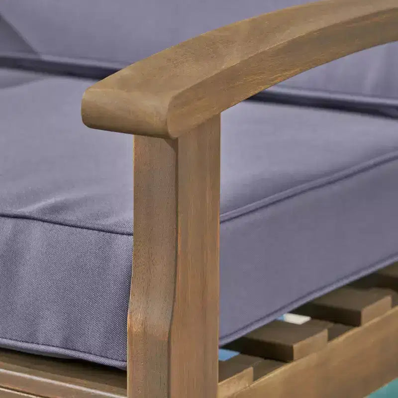 Ensemble de 4 pièces de sièges Peyton en bois d'acacia gris/gris foncé - Christopher Knight Home : Mobilier de conversation extérieur, coussins résistants aux intempéries