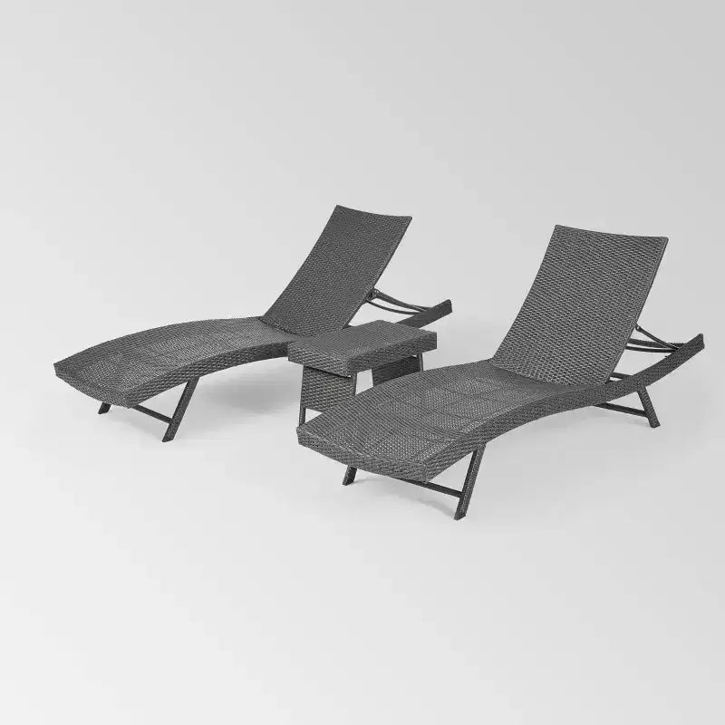 Kauai 3pc Wicker Chaise Lounge Set Gray - Christopher Knight Home