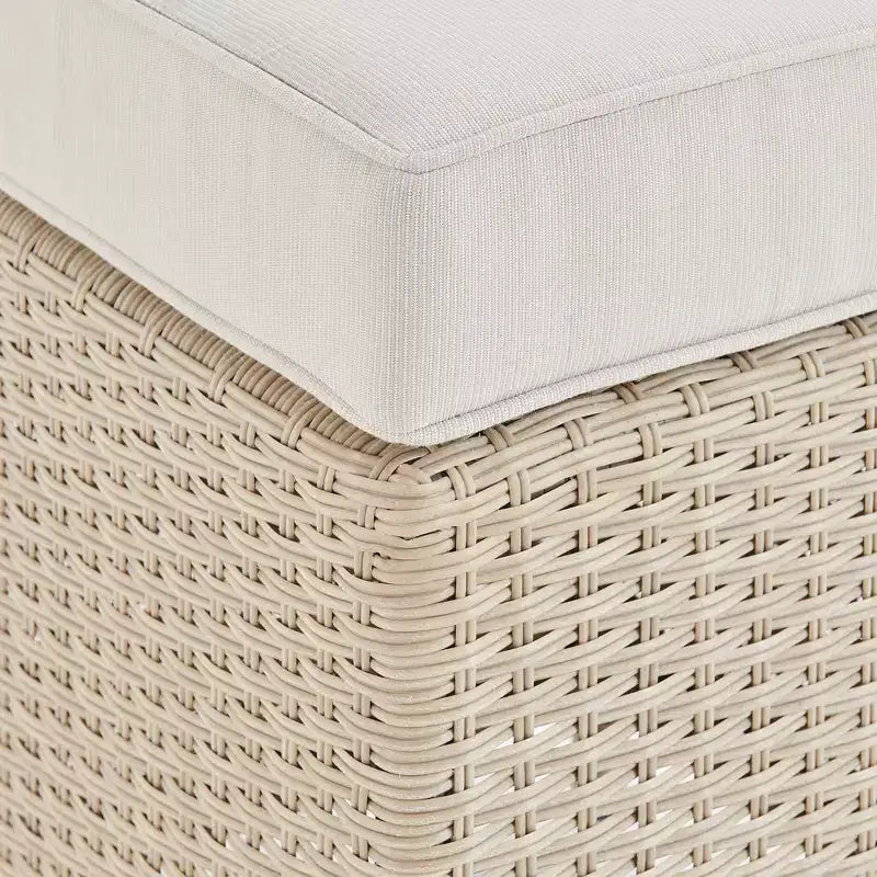 Canaan 4pc All Weather Wicker Outdoor Double Corner Horseshoe Sectional Set Cream - Alaterre Furniture: Weather-Resistant Patio Set with Glass Table