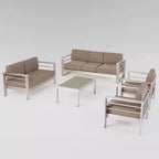 Canapé de patio en aluminium 5 pièces Cape Coral Argent/Kaki - Christopher Knight Home