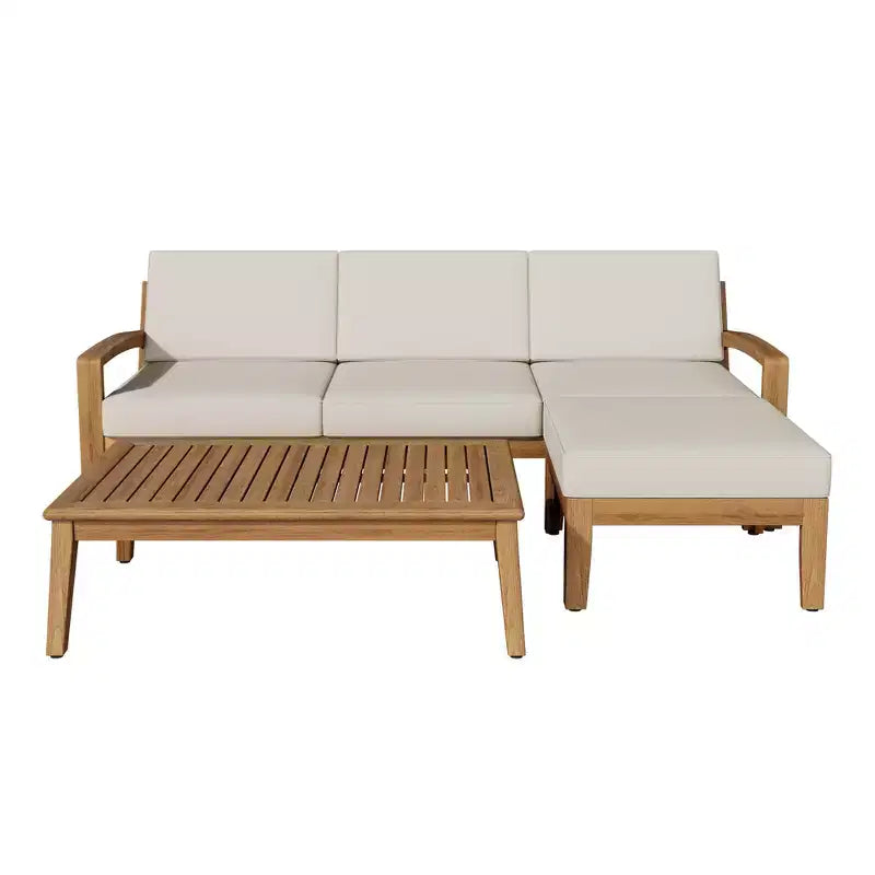 Grenada 5pc Acacia Sectional Patio Sofa Set Teak - Christopher Knight Home: Weather-Resistant Outdoor Furniture Set