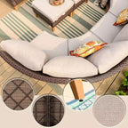 Captiva Designs 8pc Outdoor Wicker Rattan Conversation Set with Curved Sectional Sofa and Ottoman Beige: All-Weather, Rust-Resistant