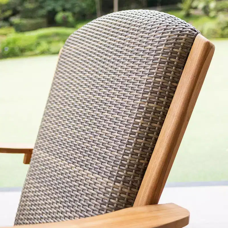 Ensemble conversationnel d'extérieur Sonoma Lane Burke 3 pièces en teck avec sièges tressés rembourrés – Idéal pour les petits espaces, finition teck brun