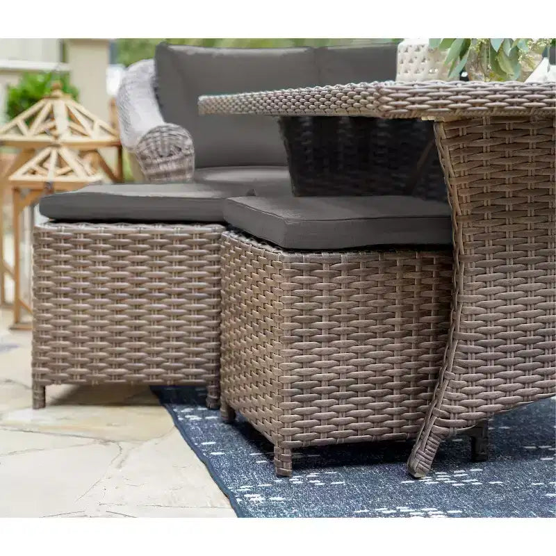 Leisure Made Walton 7pc Wicker Sectional in Gray Fabric