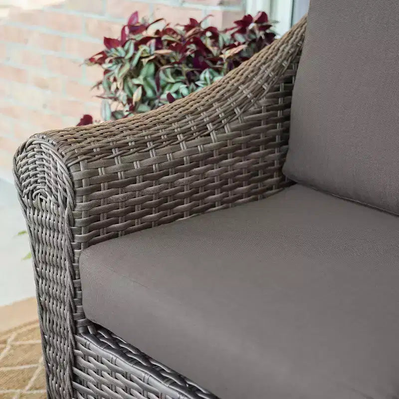 Leisure Made Walton 7pc Wicker Sectional in Gray Fabric
